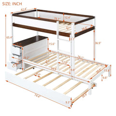 Bellemave Bunk Bed with Twin size Trundle, Storage and Desk