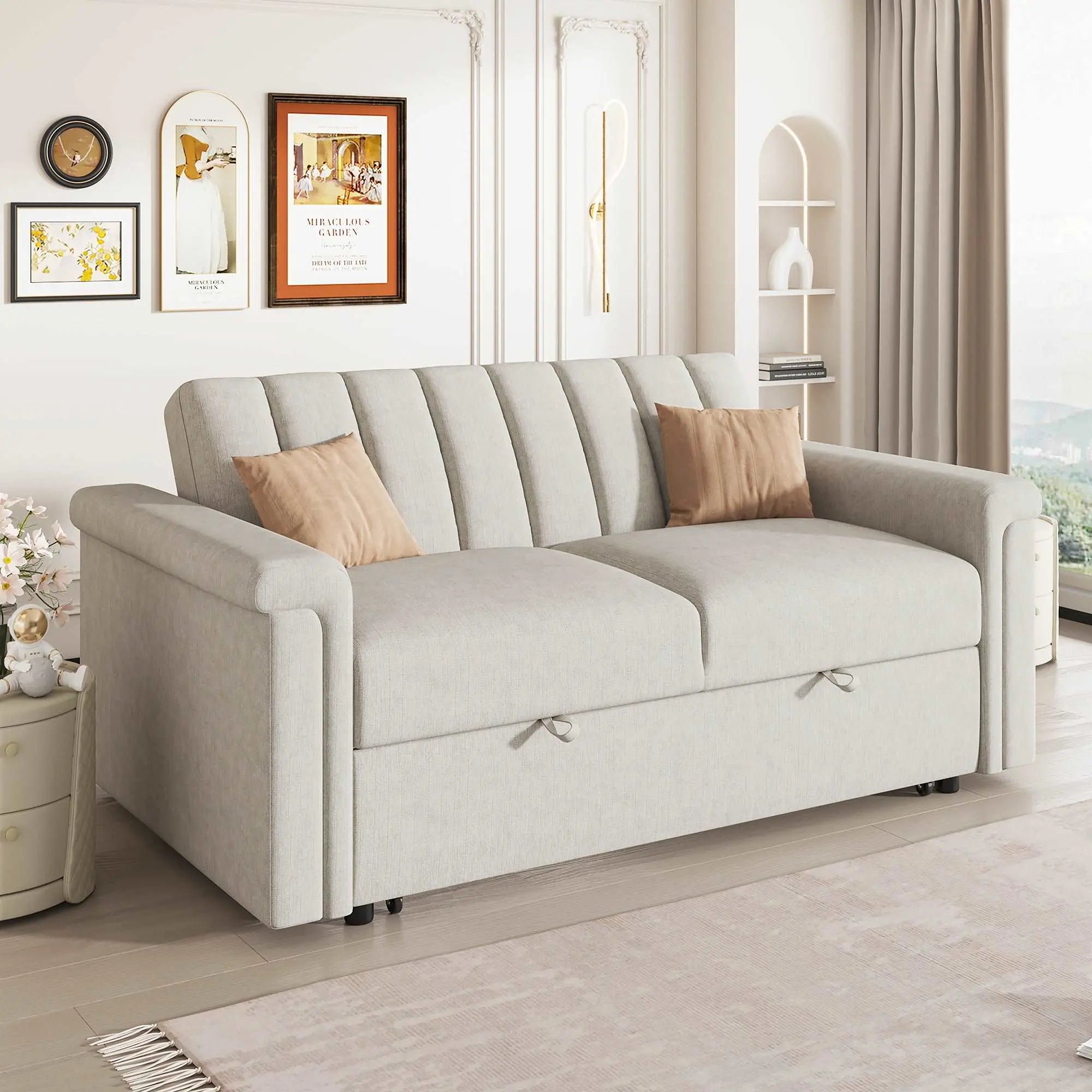 Bellemave  61" Convertible Soft Cushion Sofa Pull Bed ,for Two People to Sit On