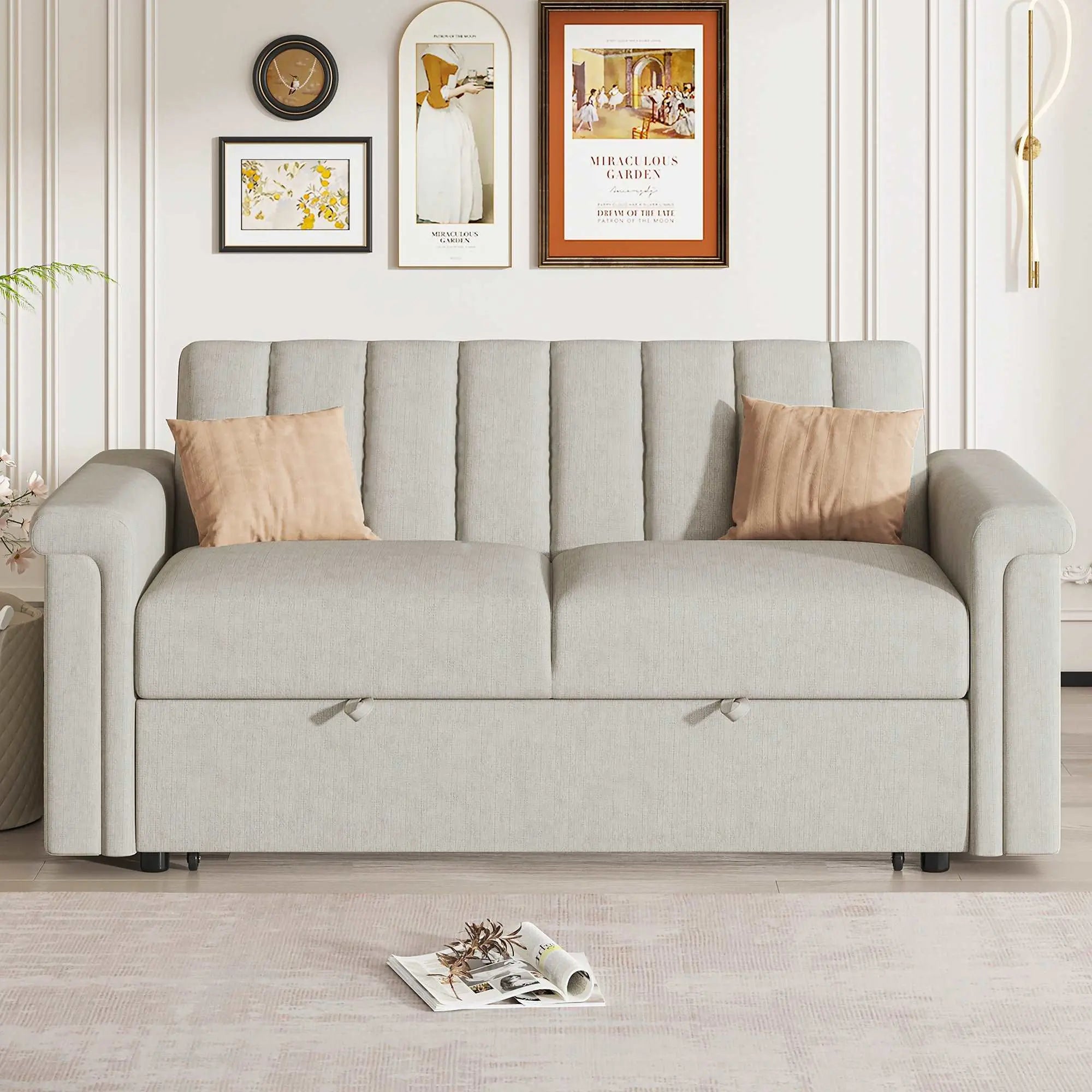 Bellemave  61" Convertible Soft Cushion Sofa Pull Bed ,for Two People to Sit On