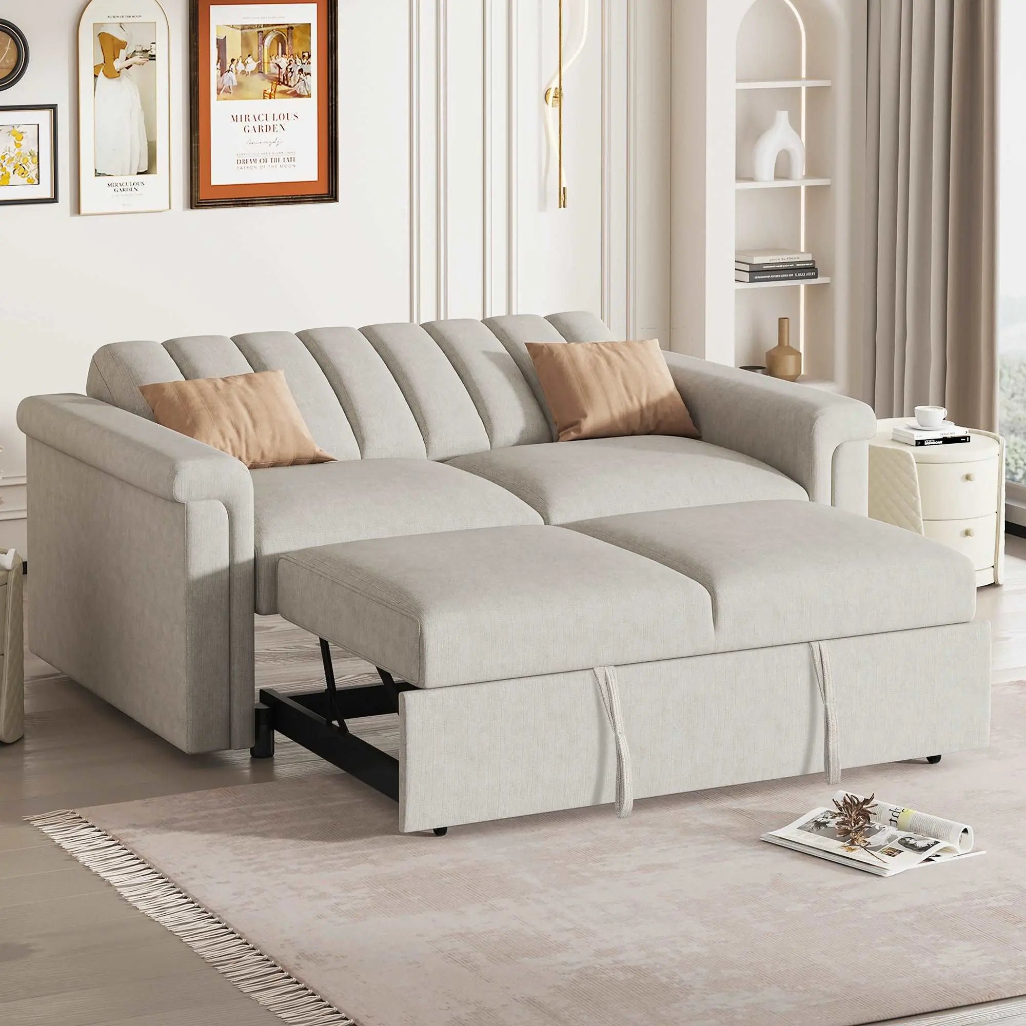 Bellemave  61" Convertible Soft Cushion Sofa Pull Bed ,for Two People to Sit On