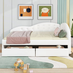 Bellemave® PU Upholstered Tufted Daybed with Two Drawers and Cloud Shaped Guardrail Bellemave®