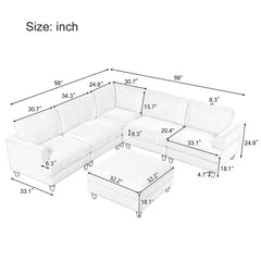 Bellemave 98" Modular Sectional Sofa with Ottoman L Shaped Corner Sectional