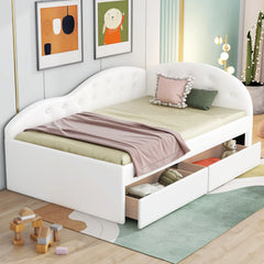 Bellemave® PU Upholstered Tufted Daybed with Two Drawers and Cloud Shaped Guardrail Bellemave®