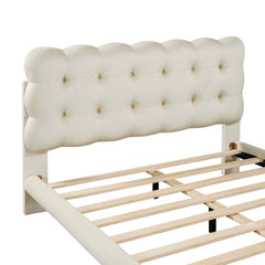 Bellemave® Velvet Platform Bed with LED Frame, Thick & Soft Fabric and Button-tufted Design Headboard Bellemave®