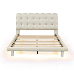 Bellemave® Velvet Platform Bed with LED Frame, Thick & Soft Fabric and Button-tufted Design Headboard Bellemave®