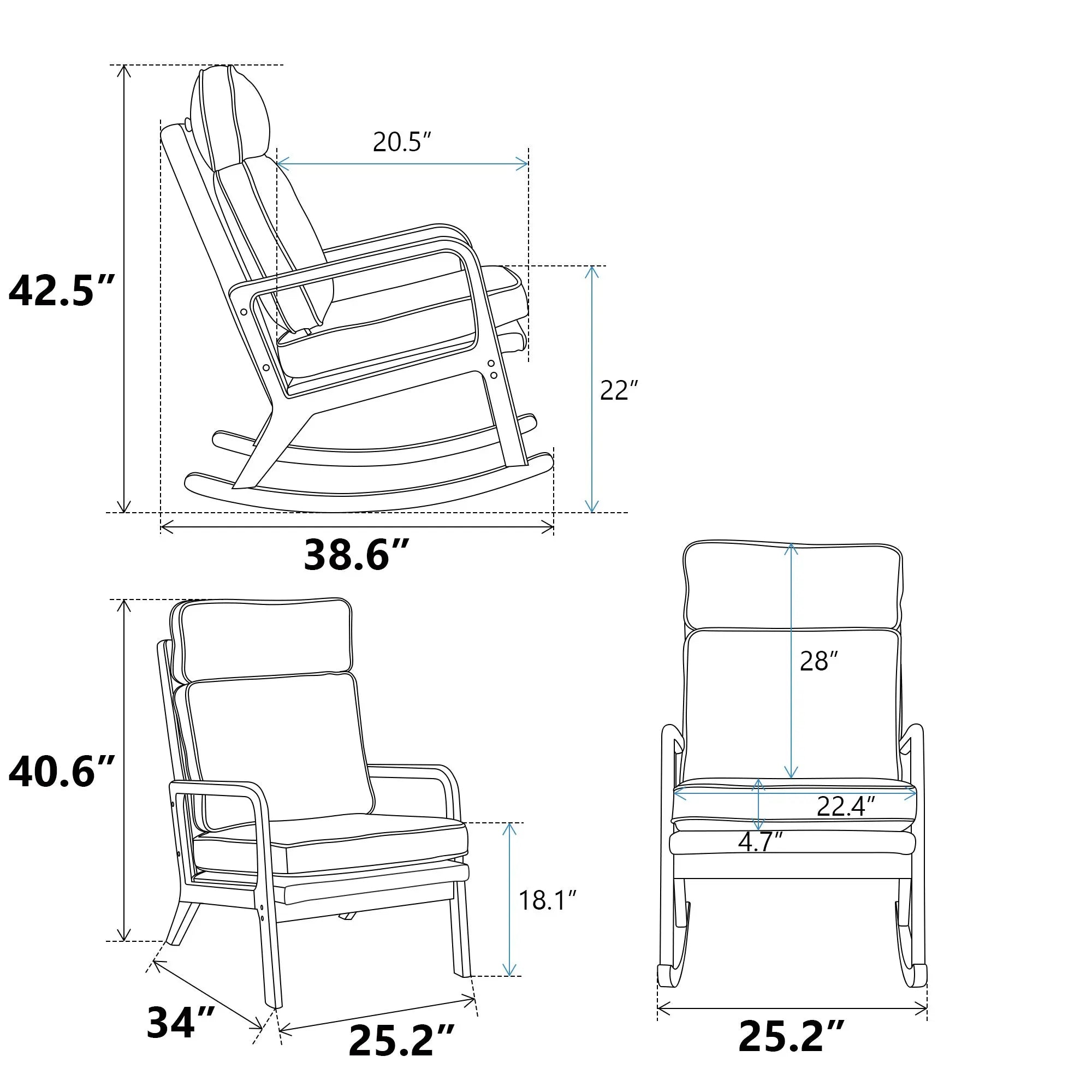 Bellemave® Baby Room Modern Comfy Boucle Upholstered High Back Wooden Rocker Bellemave®