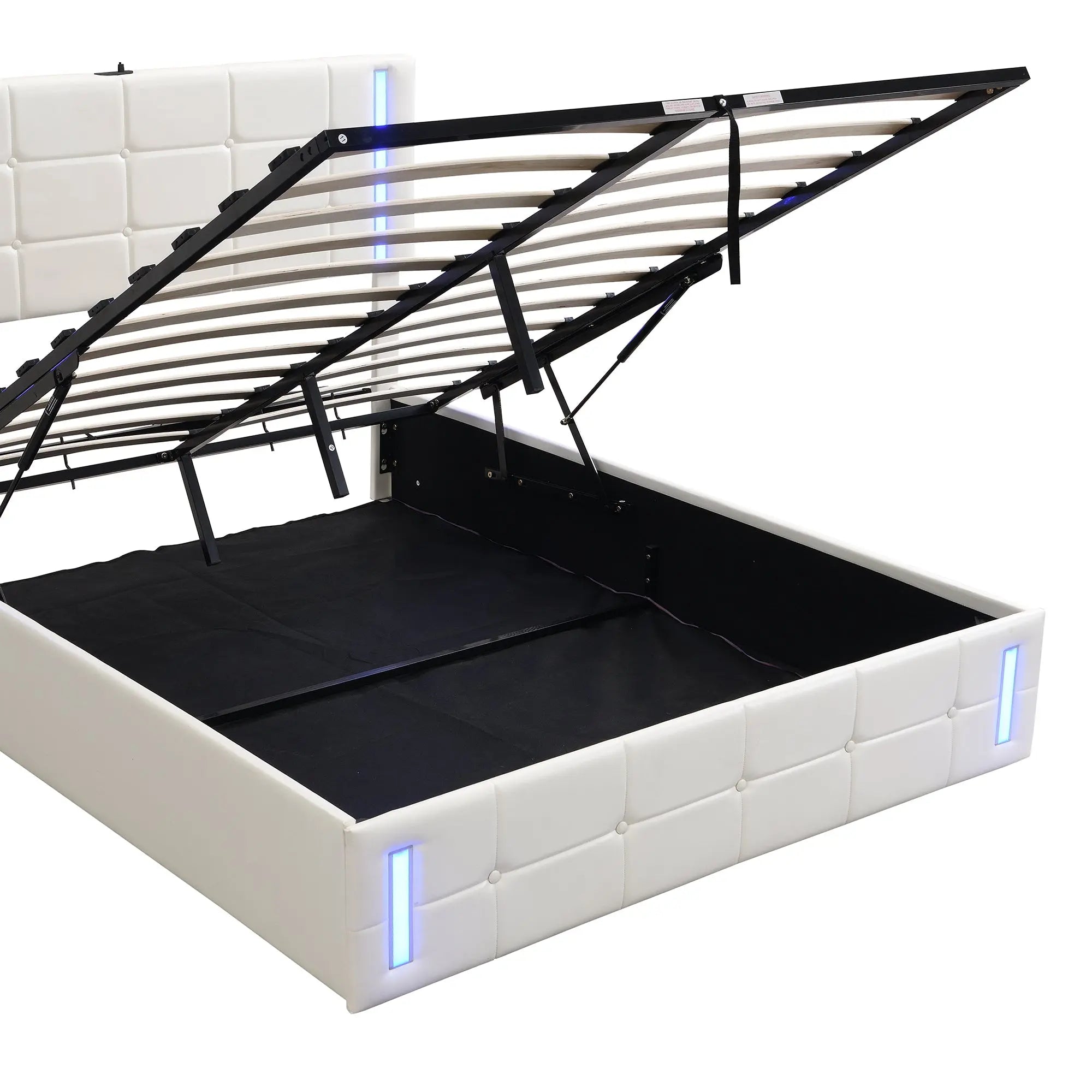 Bellemave® Upholstered Bed with LED Lights,Hydraulic Storage System and USB Charging Station Bellemave®