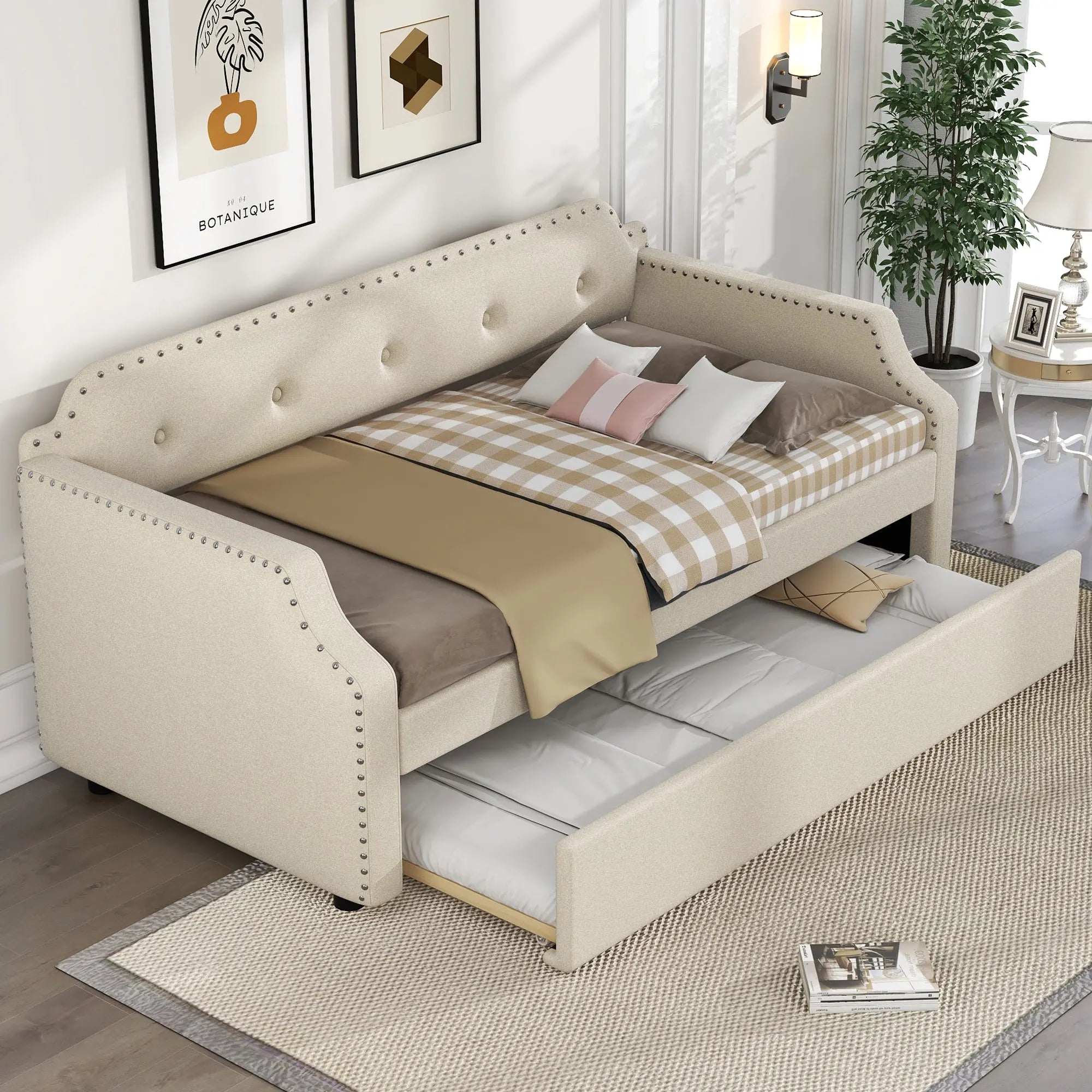 Bellemave® Twin Size Upholstered Daybed with Trundle Bellemave®