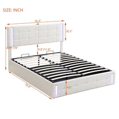 Bellemave® Upholstered Bed with LED Lights,Hydraulic Storage System and USB Charging Station Bellemave®