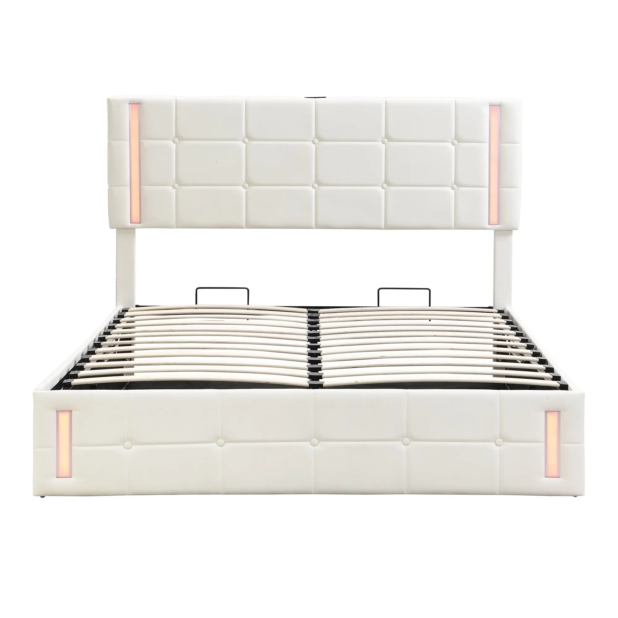 Bellemave® Upholstered Bed with LED Lights,Hydraulic Storage System and USB Charging Station Bellemave®