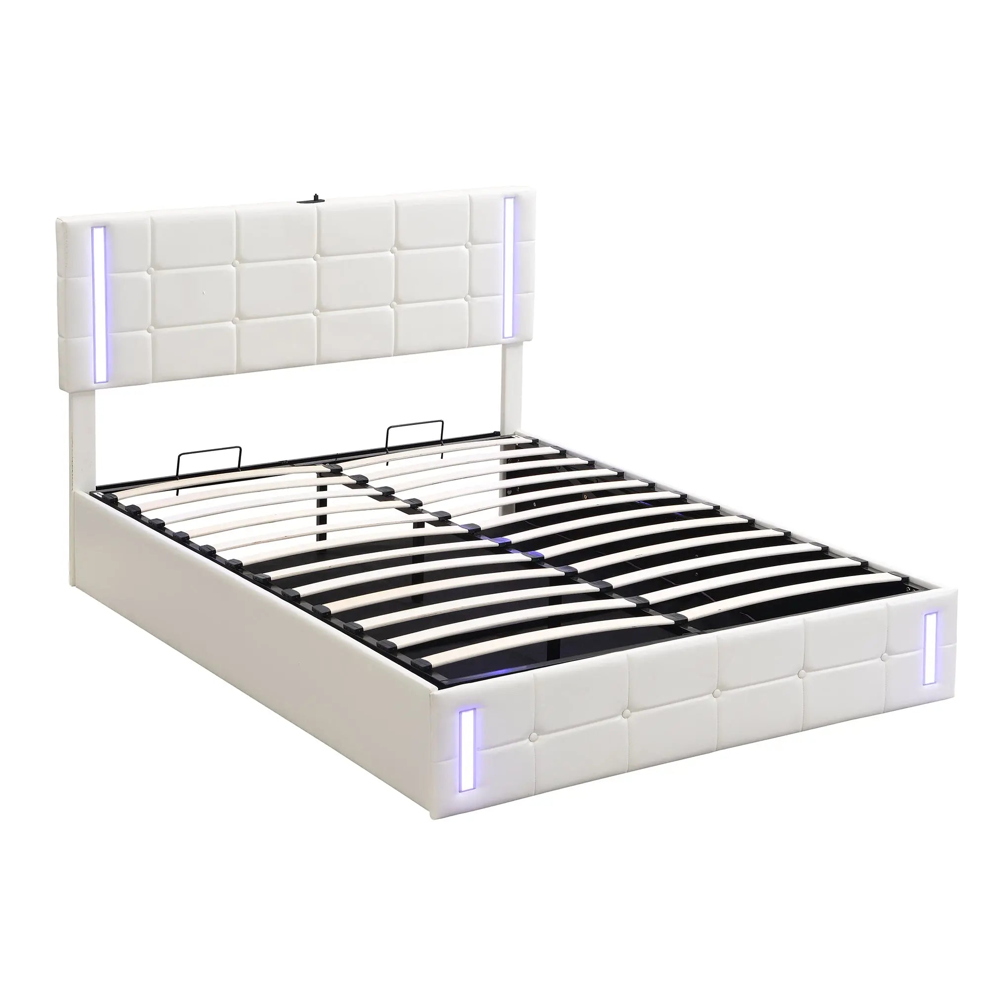 Bellemave® Upholstered Bed with LED Lights,Hydraulic Storage System and USB Charging Station Bellemave®