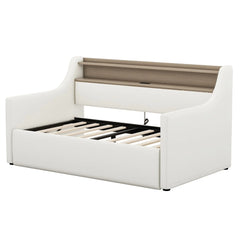 Bellemave® Twin Size Upholstered Daybed with Hydraulic Storage with Lift Up Storage, Charging Station and LED Lights Bellemave®