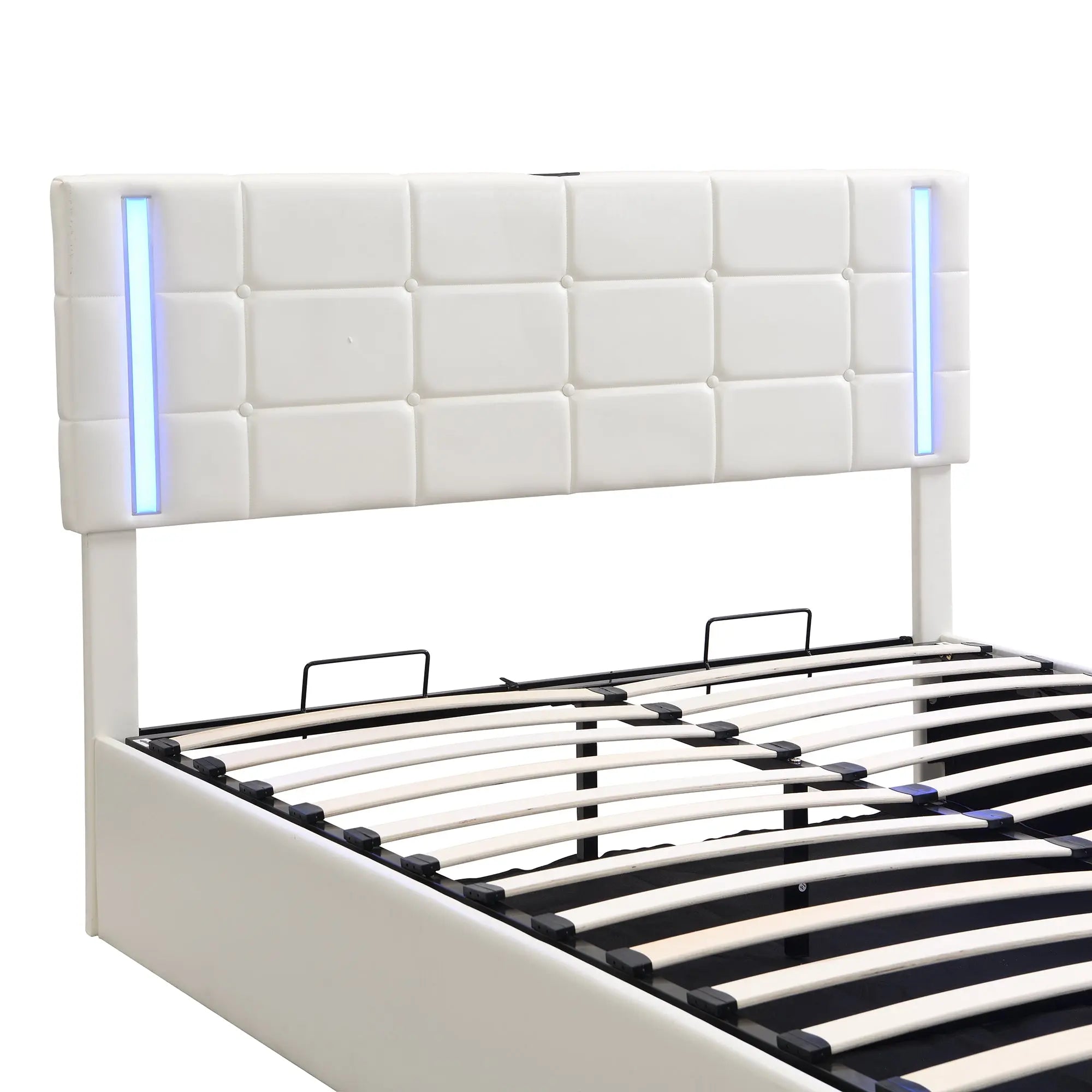 Bellemave® Upholstered Bed with LED Lights,Hydraulic Storage System and USB Charging Station Bellemave®