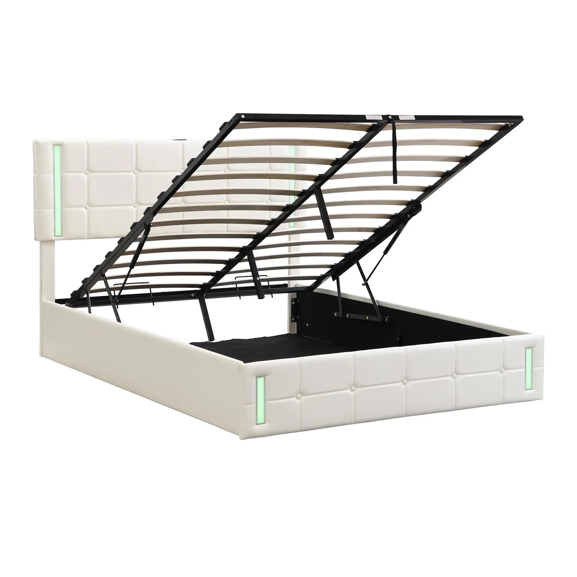 Bellemave® Upholstered Bed with LED Lights,Hydraulic Storage System and USB Charging Station Bellemave®