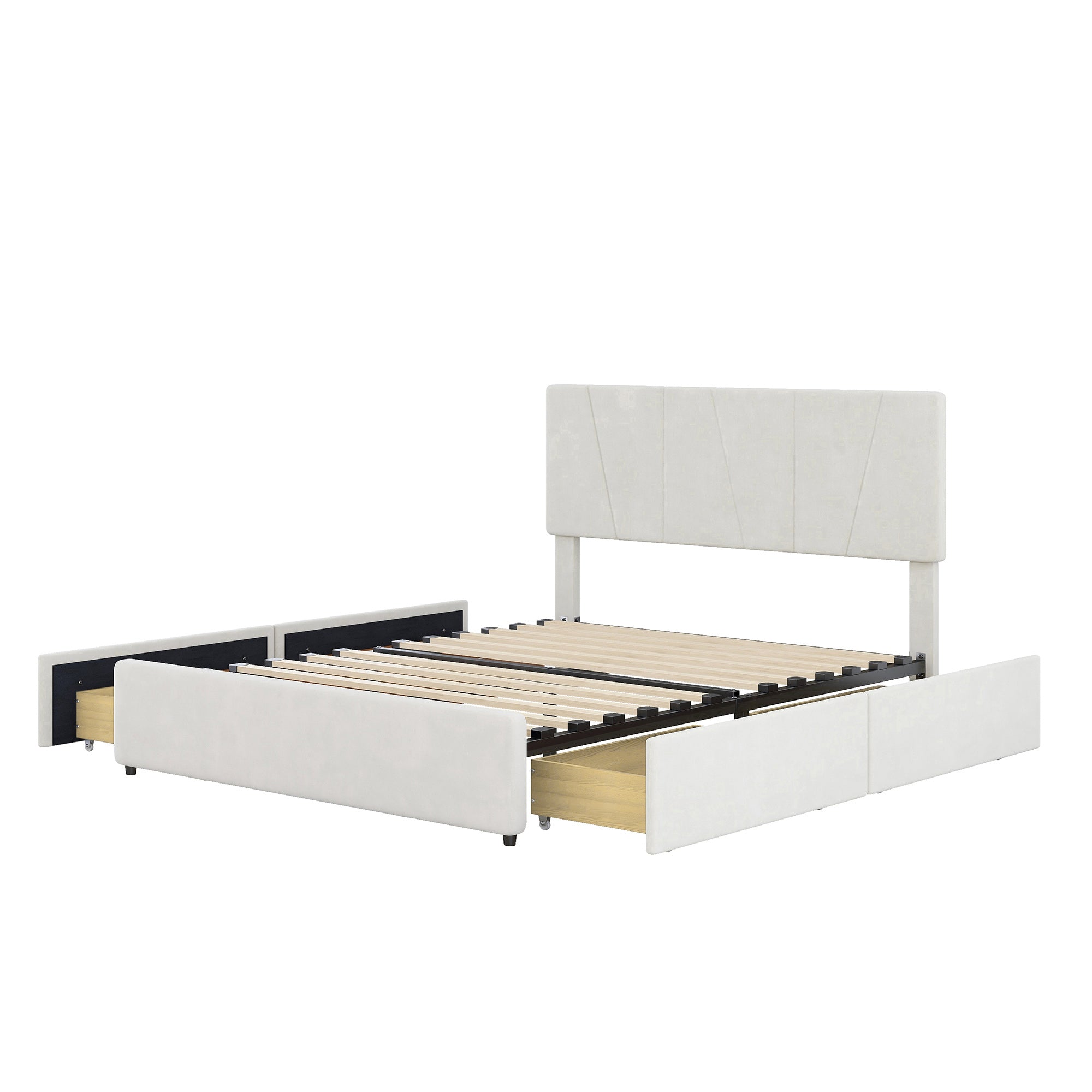 Bellemave® Upholstery Platform Bed with 4 Drawers on 2 Sides, Adjustable Headboard Bellemave®