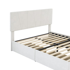 Bellemave® Upholstery Platform Bed with 4 Drawers on 2 Sides, Adjustable Headboard Bellemave®