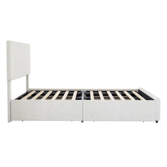 Bellemave® Upholstery Platform Bed with 4 Drawers on 2 Sides, Adjustable Headboard Bellemave®