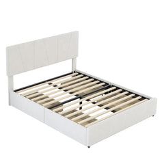 Bellemave® Upholstery Platform Bed with 4 Drawers on 2 Sides, Adjustable Headboard Bellemave®