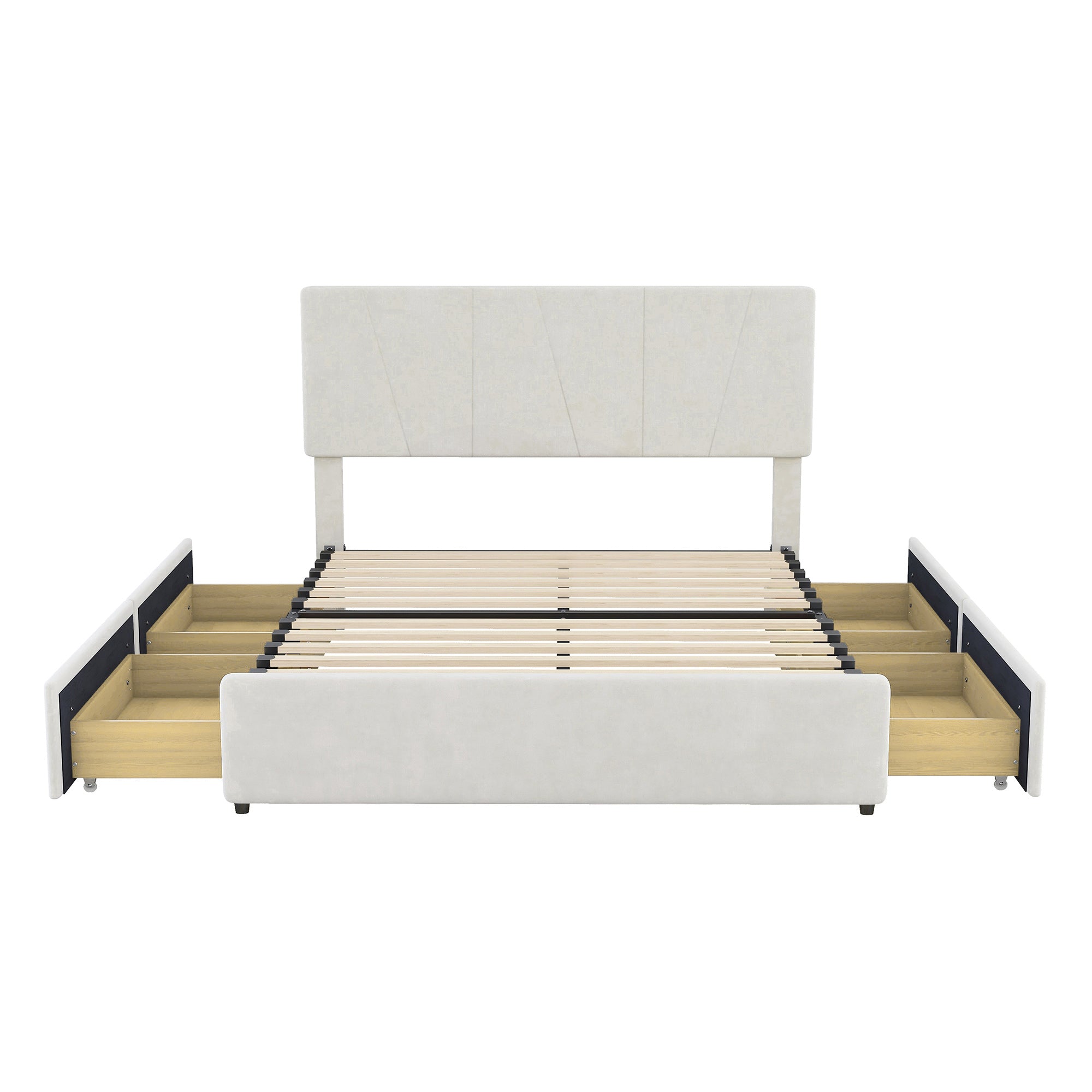 Bellemave® Upholstery Platform Bed with 4 Drawers on 2 Sides, Adjustable Headboard Bellemave®