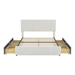 Bellemave® Upholstery Platform Bed with 4 Drawers on 2 Sides, Adjustable Headboard Bellemave®