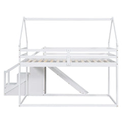 Bellemave® Twin Size House Bunk Bed with Slide and Staircase Bellemave®