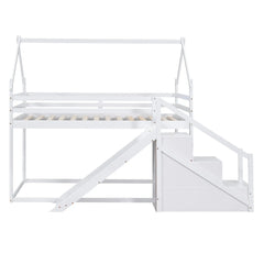 Bellemave® Twin Size House Bunk Bed with Slide and Staircase Bellemave®