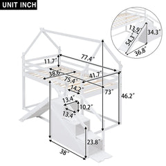 Bellemave® Twin Size House Bunk Bed with Slide and Staircase Bellemave®