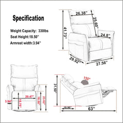 Bellemave 270° Power Swivel Rocker Recliner Chair with USB Ports Bellemave