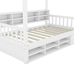 Bellemave® Wooden House Bed with Shelves and a Mini-cabinet Bellemave®