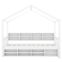 Bellemave® Wooden House Bed with Shelves and a Mini-cabinet Bellemave®