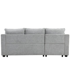 Bellemave® 90" L-Shaped Couch Convertible Sofa Bed with Storage Chaise, Storage Racks and USB Ports Bellemave®