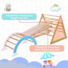 Bellemave® Wooden Climbing Triangle Toys - Indoor Arc Climber Jungle with Ramp and Arch Toy Rocker, Reversible Multifunction Playset Natural Wood Playground Bellemave®