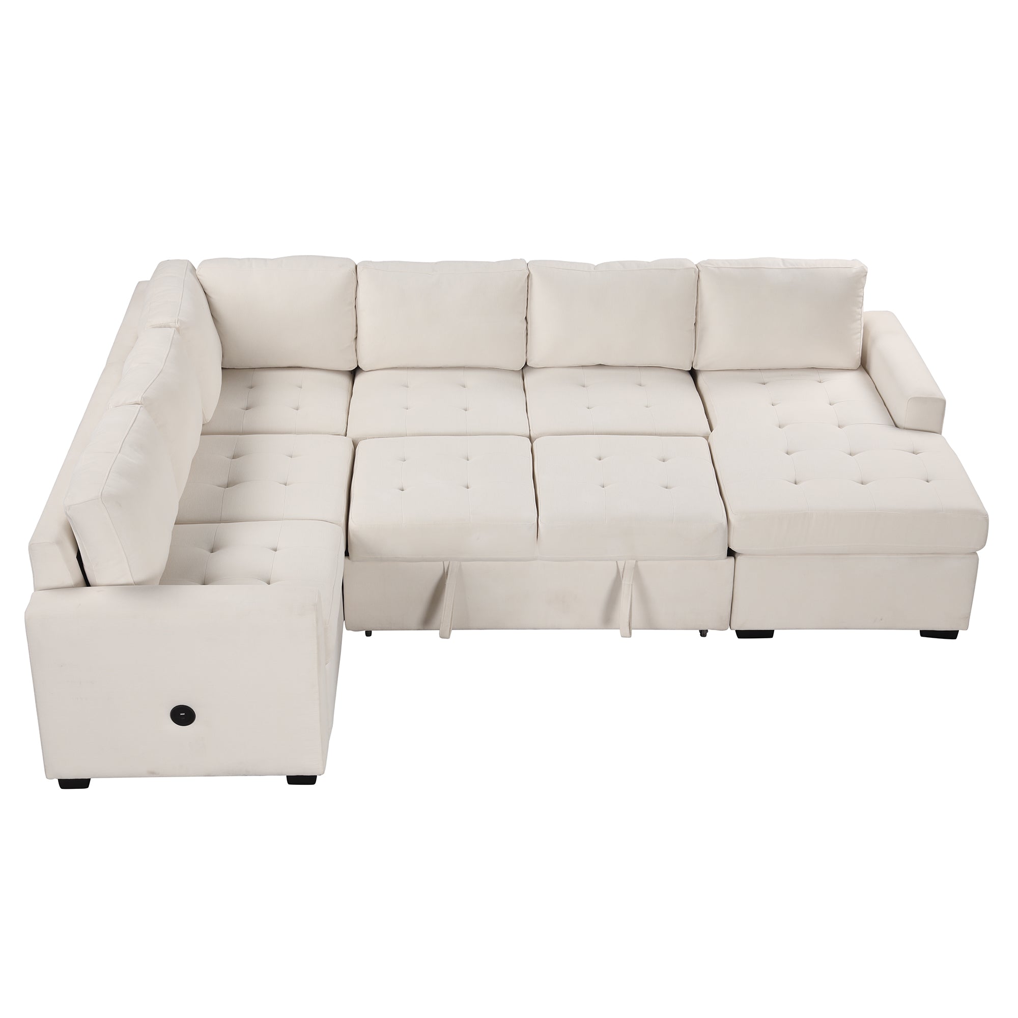 Bellemave 108.3" Modular Combination Sofa with Ottoman L-shaped Corner Combination, USB and Type-C Interfaces