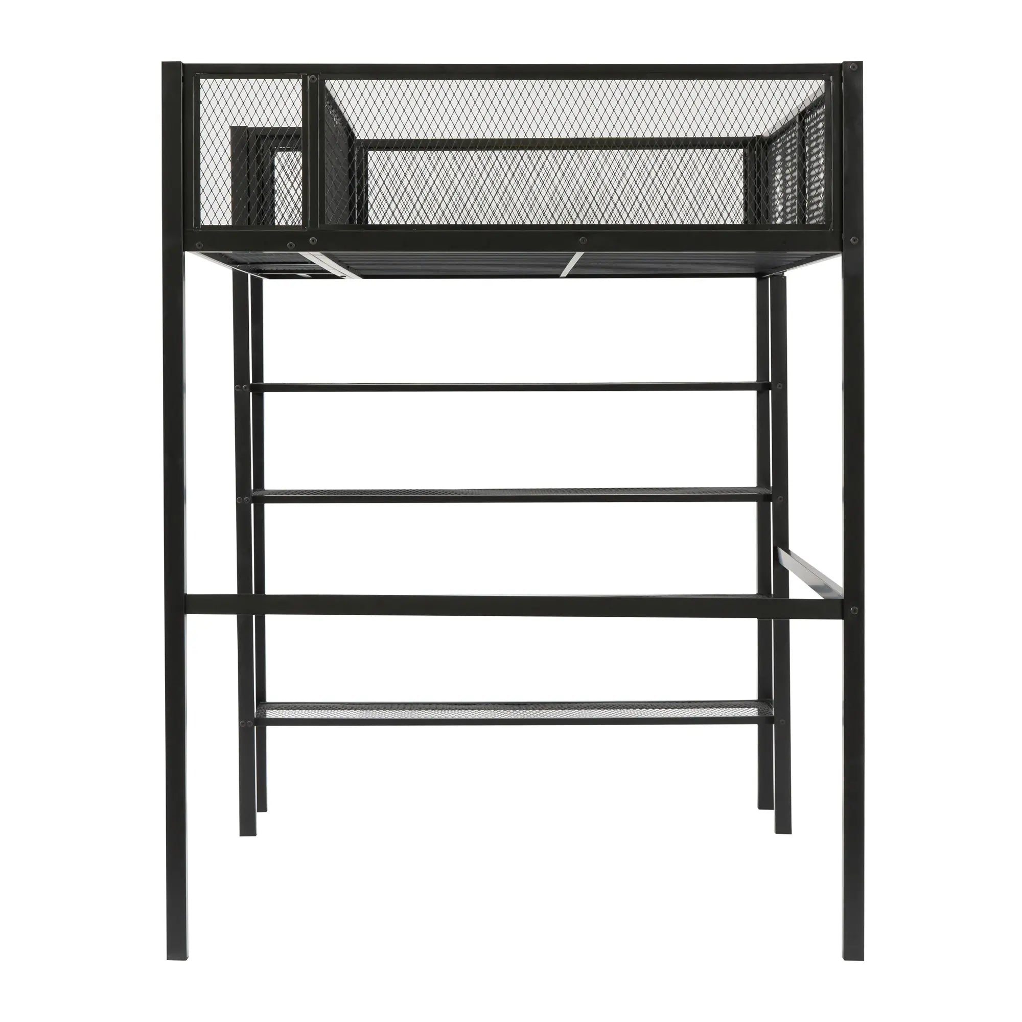 Bellemave® Metal Loft Bed with 4-Tier Shelves and Storage Bellemave®