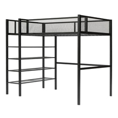 Bellemave® Metal Loft Bed with 4-Tier Shelves and Storage Bellemave®