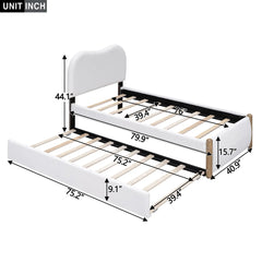 Bellemave® Upholstered Platform Bed with Wood Supporting Feet and Trundle Bellemave®