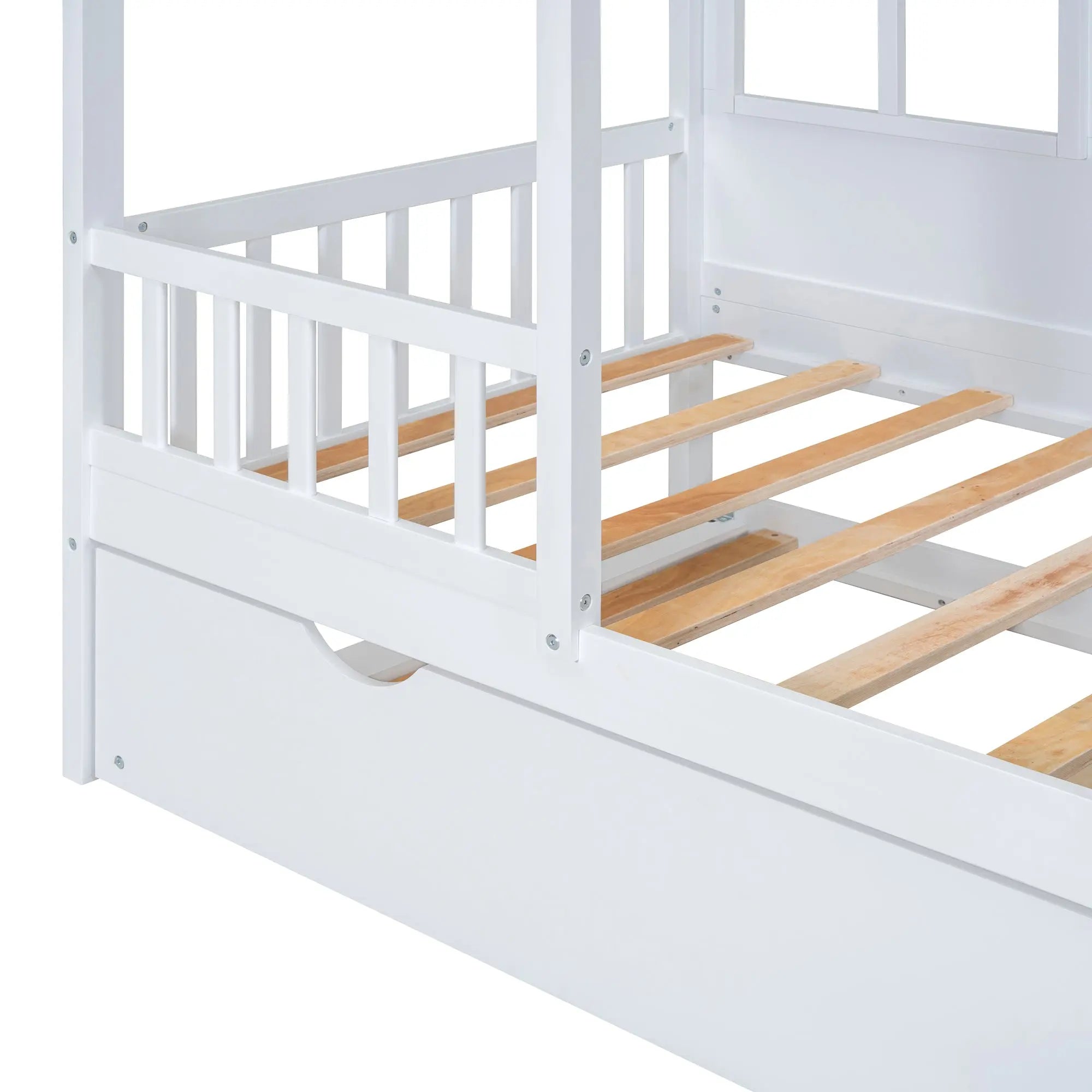 Bellemave® Wood House Bed with Trundle