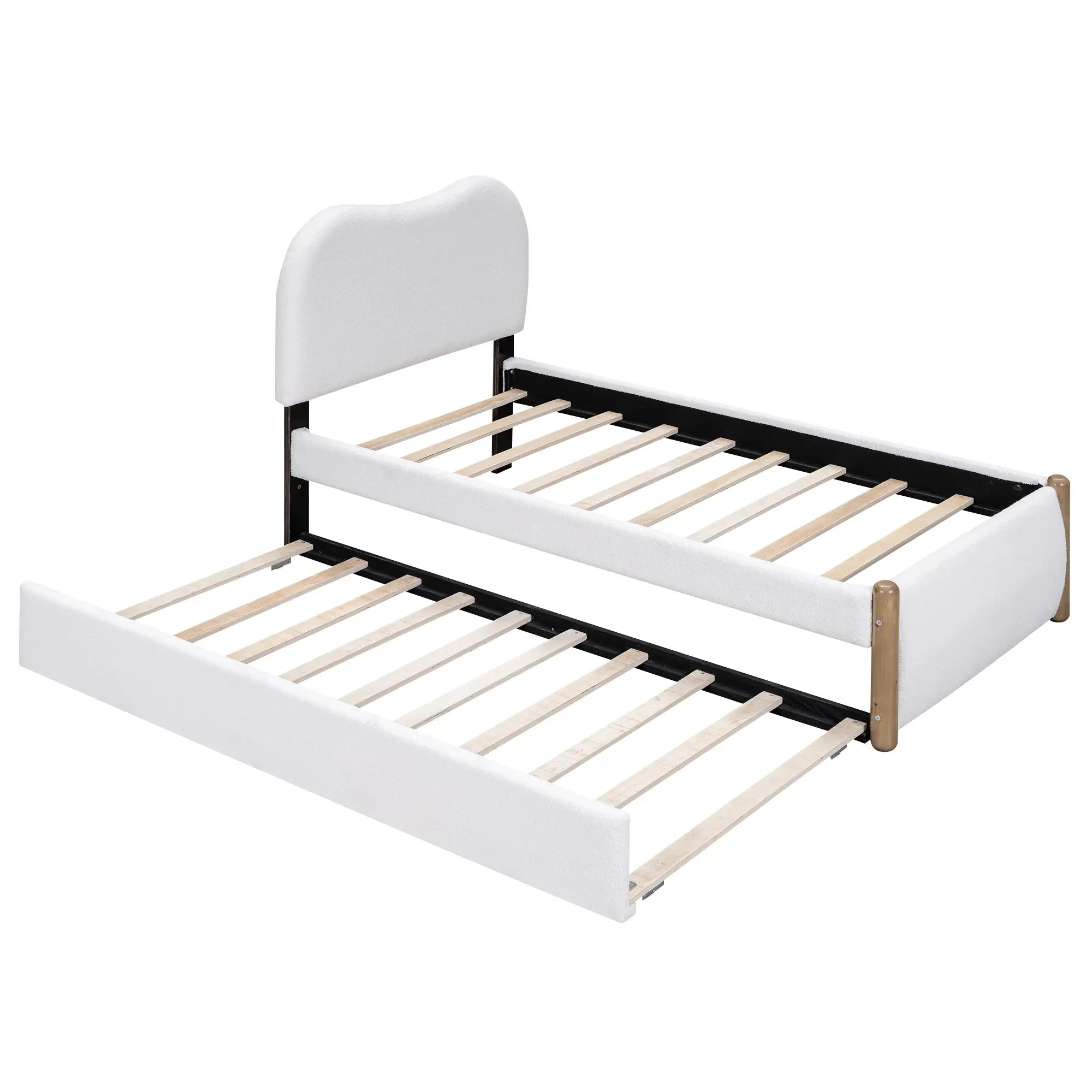 Bellemave® Upholstered Platform Bed with Wood Supporting Feet and Trundle Bellemave®