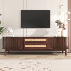 Bellemave® Rattan TV Stand with Solid Wood Legs for TVs up to 75''