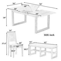 Bellemave 6-Piece Modern Extendable Dining Table Set, 4 Upholstered Dining Chairs and Dining Bench Bellemave