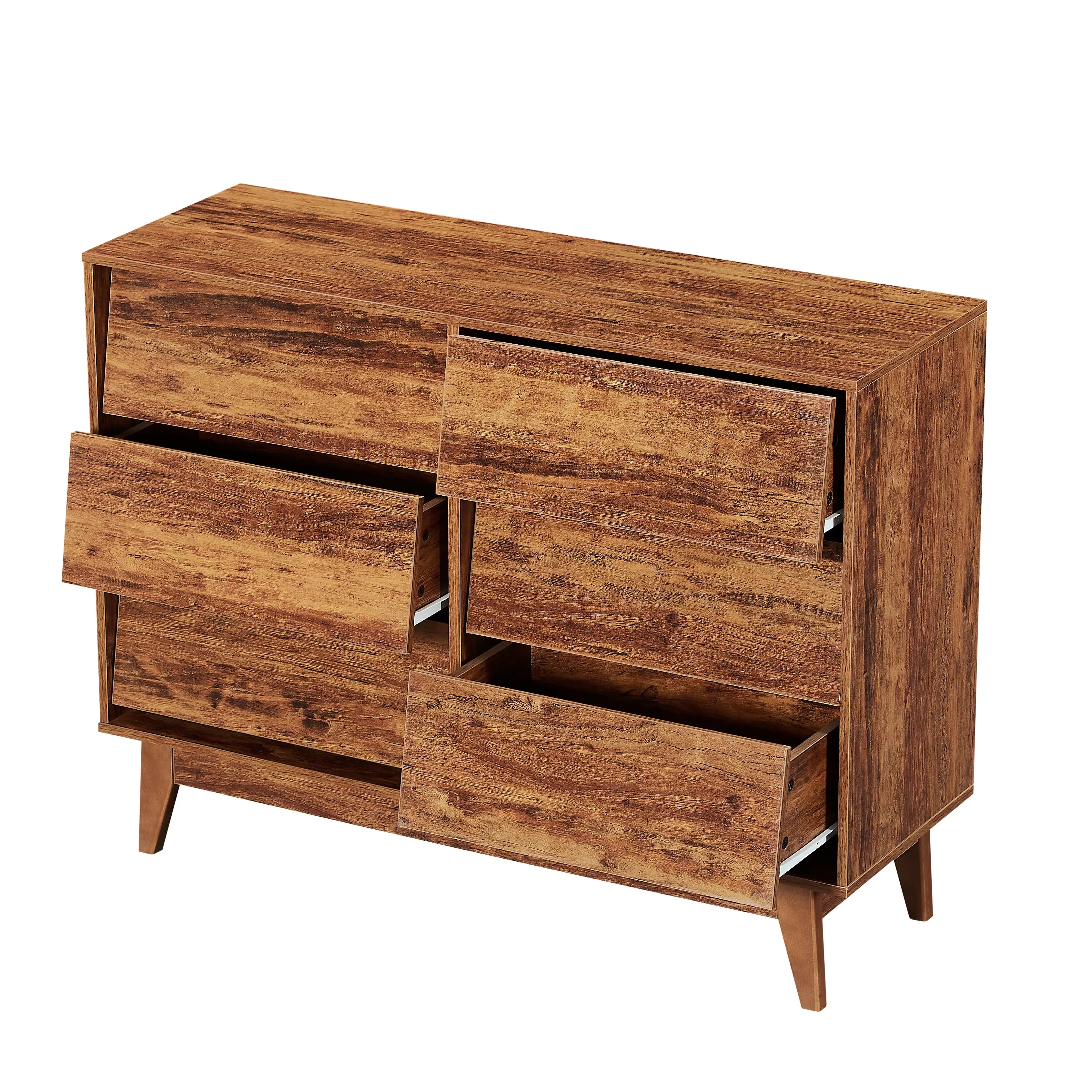 Bellemave 6 Drawer Double Dresser Features Vintage-style and Bevel Design Bellemave