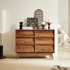 Bellemave 6 Drawer Double Dresser Features Vintage-style and Bevel Design Bellemave