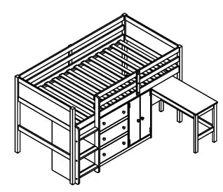 Bellemave® Twin Size Low Loft Bed With Pull-Out Desk, Drawers, Cabinet, and Shelves Bellemave®