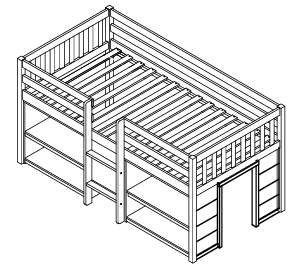 Bellemave® Twin Size Low Loft Bed with Two-Tier Shelves And LED Light Bellemave®