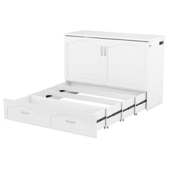 Bellemave® Murphy Bed Wall Bed with drawer and a set of Sockets & USB Ports, Pulley Structure Design Bellemave®