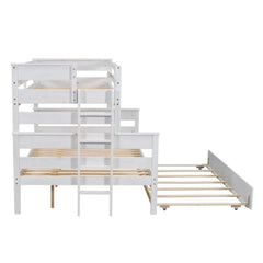 Bellemave® Twin over Full Wood Bunk Bed with Twin Size Trundle Bed Bellemave®