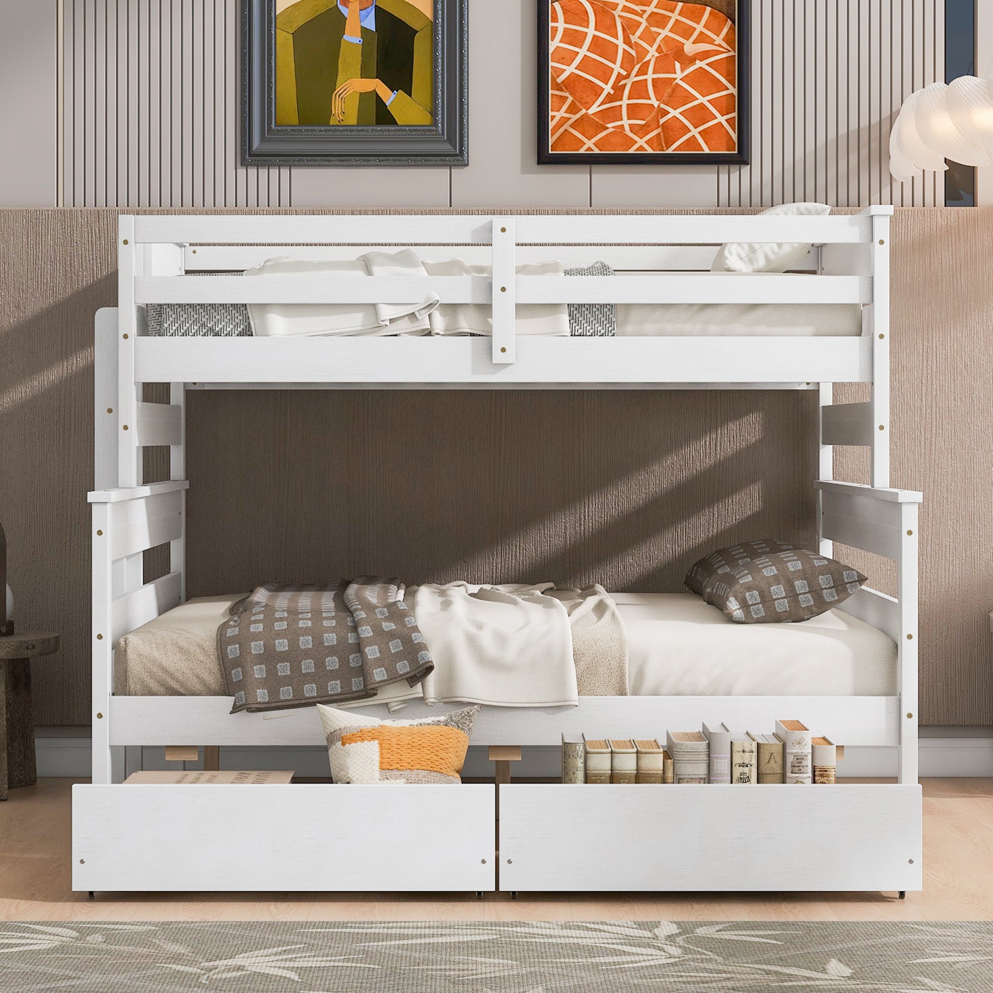 Bellemave Twin over Full Wood Bunk Bed with 2 Drawers