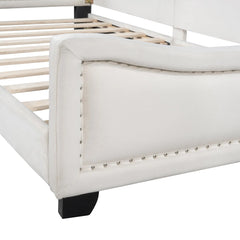 Bellemave® Upholstered Daybed with Cloud Shaped Headboard, Embedded Elegant Copper Nail Design Bellemave®