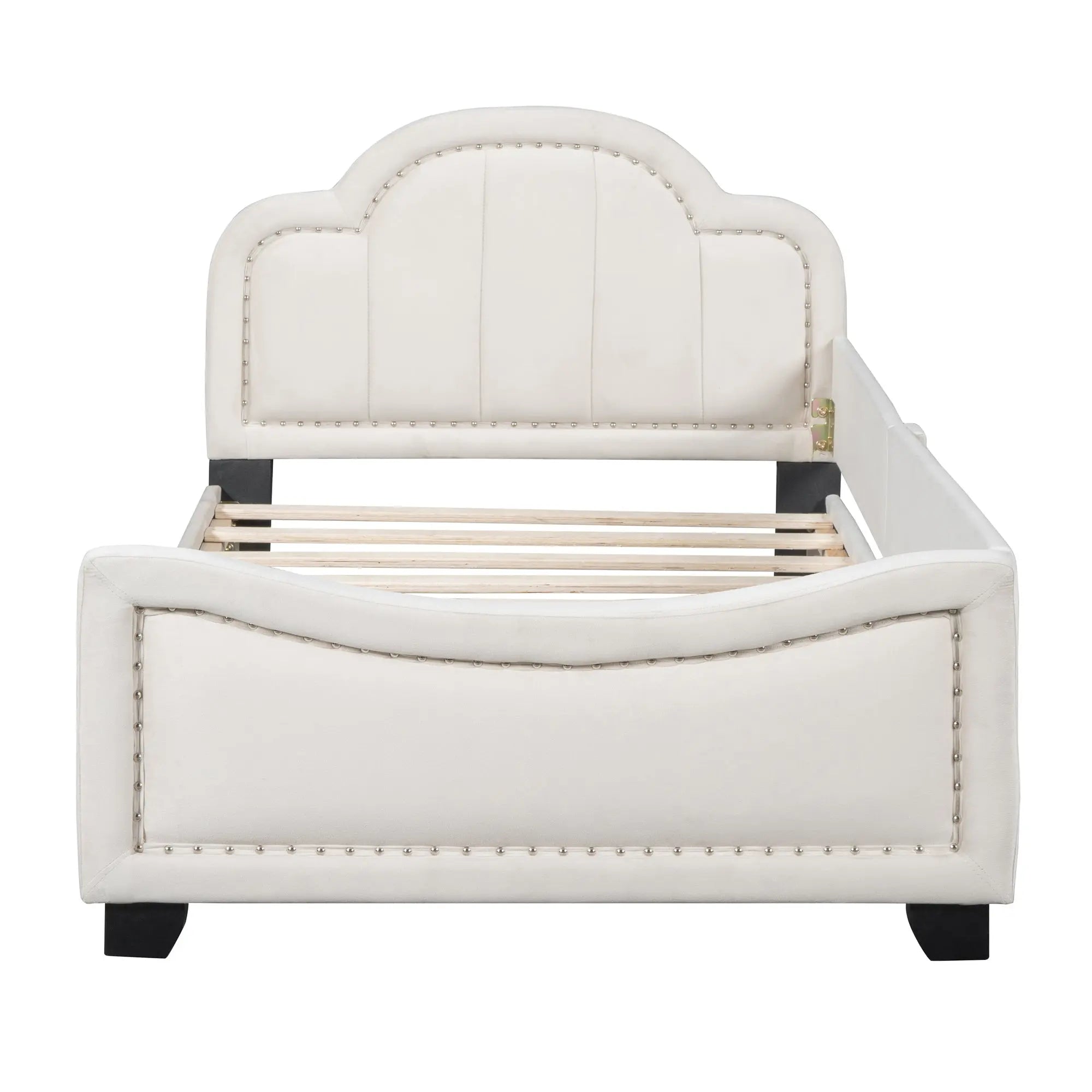 Bellemave® Upholstered Daybed with Cloud Shaped Headboard, Embedded Elegant Copper Nail Design Bellemave®