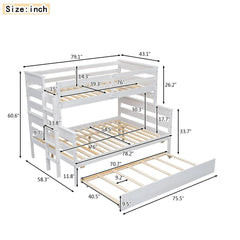 Bellemave® Twin over Full Wood Bunk Bed with Twin Size Trundle Bed Bellemave®